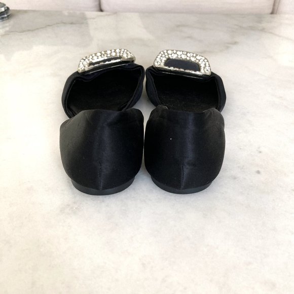 Roger Vivier D'Orsay ballet flats (black w/ silver buckles & crystals) size 5 - Picture 6 of 12